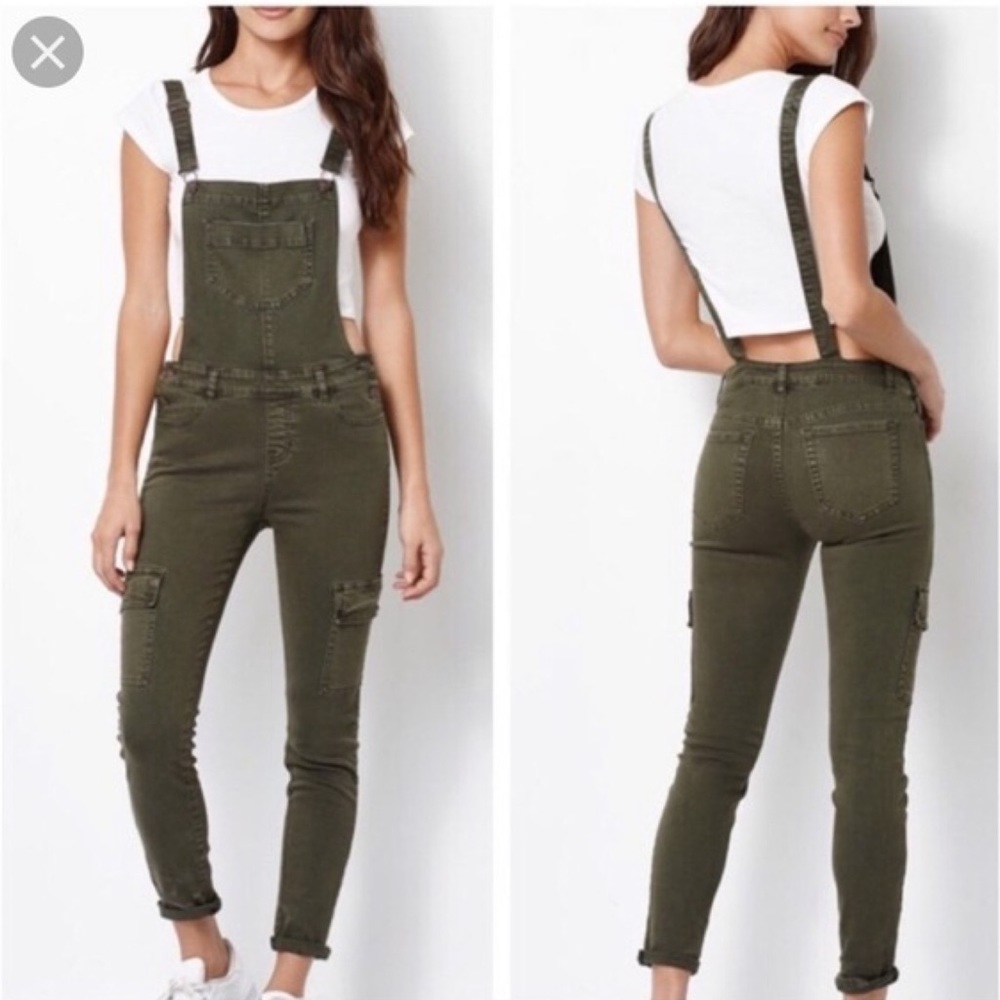 Kendal and Kylie Green Cargo Overalls
